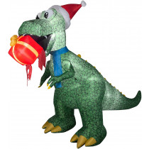 7.5 Ft  Animated Christmas Airblown Inflatable T Rex w/Present