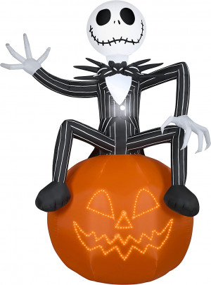 10' Tall Jack Skellington on Pumpkin w Micro Lights Airblown Inflatable 