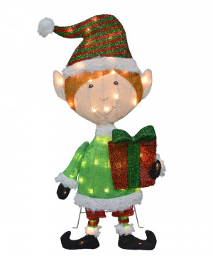 32-Inch Pre-Lit Elf Christmas Decor