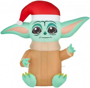 3.5 Ft Grogu with Santa Hat Christmas Inflatable 