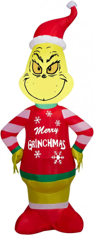 4 Ft Grinch in Ugly Christmas Sweater Airblown Inflatable