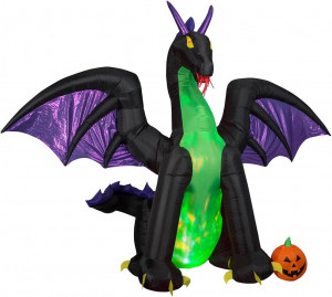 11.5' Airblown Inflatable Animated Fire and Ice Dragon w/ Pumpkin