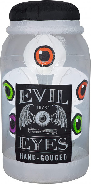 5.5 ft Airblown Inflatable Jar of Evil Eyes with Flashing Lights