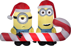 60" Minions Stuart & Kevin w Candy Cane Airblown Inflatable