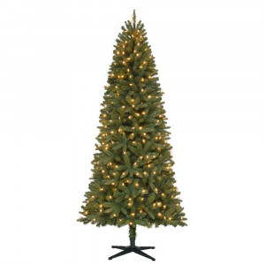 7 ft. Pre-Lit LED Benjamin Fir Quick-Set Artificial Christmas Tree with Warm White Lights
