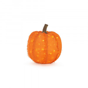 18 in. Warm White LED Orange Burlap Pumpkin