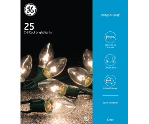 GE 25 Count Warm White C9 Glow Bright Glass Bulb Light Set 