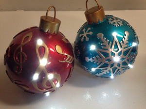 9" Blue & Red Ornaments with LED Lights