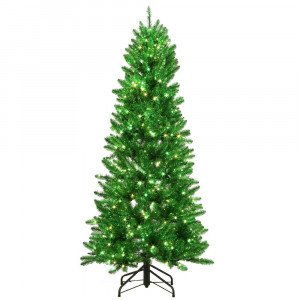 6 ft. Pre-Lit Shiny Green Fraser w Warm White & Green Color-Changing LED Lights