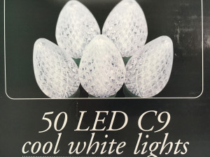 50 LED C9 Cool White Christmas Lights