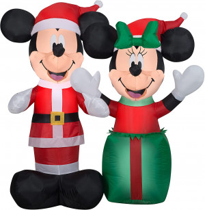 4 ft Tall Airblown Inflatable Santa Mickey and Minnie Scene Disney