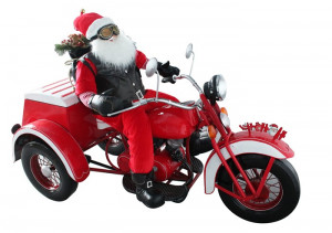Life-Size Christmas Outdoor Santa Claus Three-Wheel Motorcycle Trike Christmas
