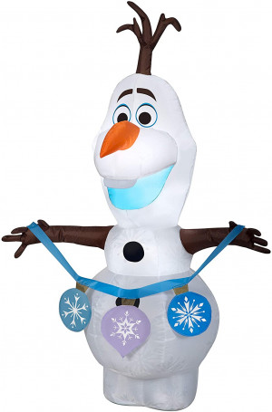 4 Ft Airblown Inflatable Frozen 2 Olaf Holding String of Ornaments Disney