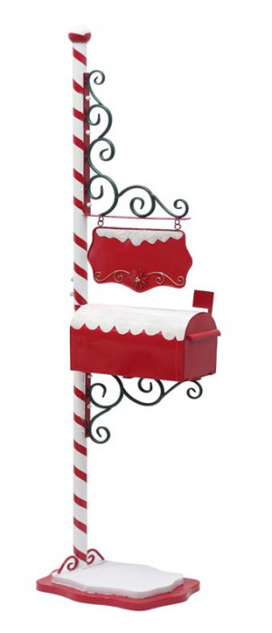 North Pole Mailbox Christmas Decoration with Hanging Sign to Personalize