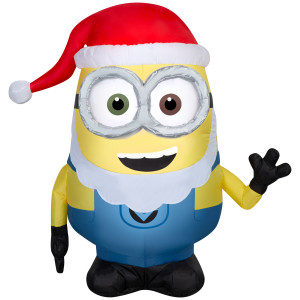 3.5' Minion Bob in Santa Beard and Hat Airblown Inflatable