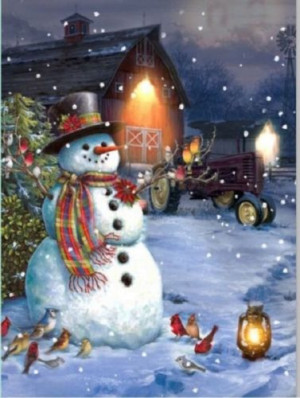 Snowman Country Scene 