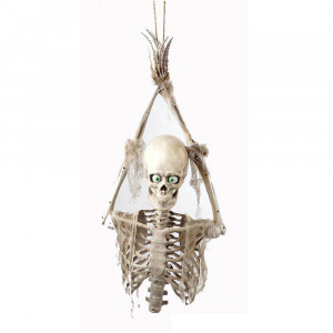 Life-Size Animated Hanging Skeleton Prisoner with LED Illumination