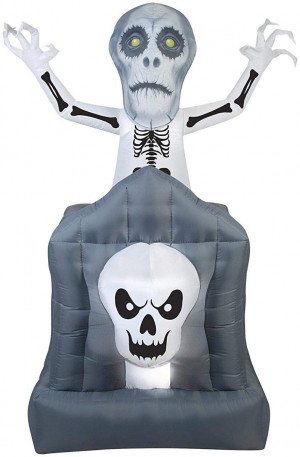 6' Animated Airblown Skeleton Ghost Tombstone Scene Inflatable