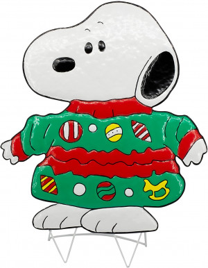 24" Peanuts Snoopy Ugly Sweater Hammered Metal